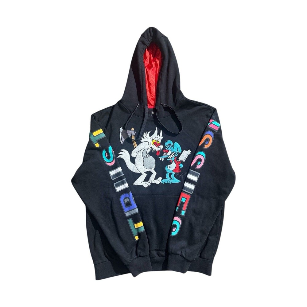 Makobi x Simpson Hoodie Large Itchy and Scratchy Show Trust Issues Sz L Black